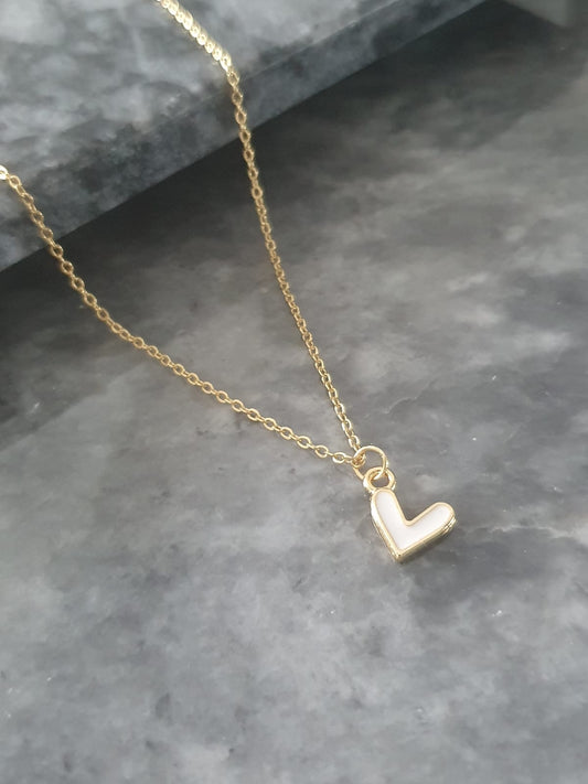 BS-5 Beyaz Mini Kalp Kolye